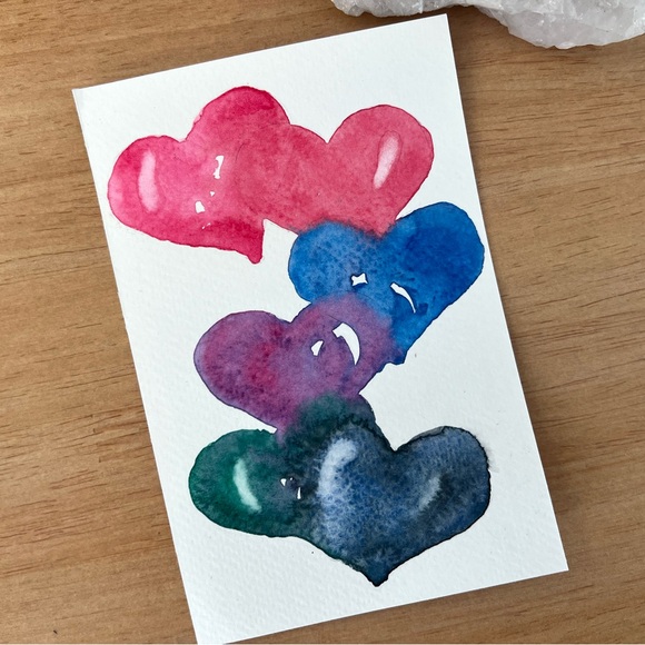 HEART CHAIN Original 4”x6” Watercolor By Jessica Joy - Picture 3 of 5